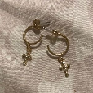 Auethentic christan bling hoop earrings